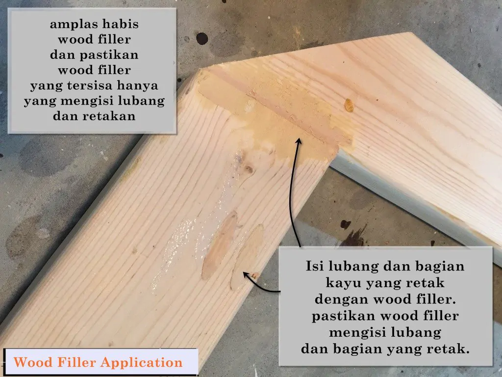 aplikasi wood filler